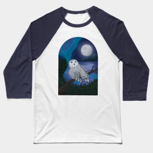 Mysterious Snowy Owl Baseball T-Shirt